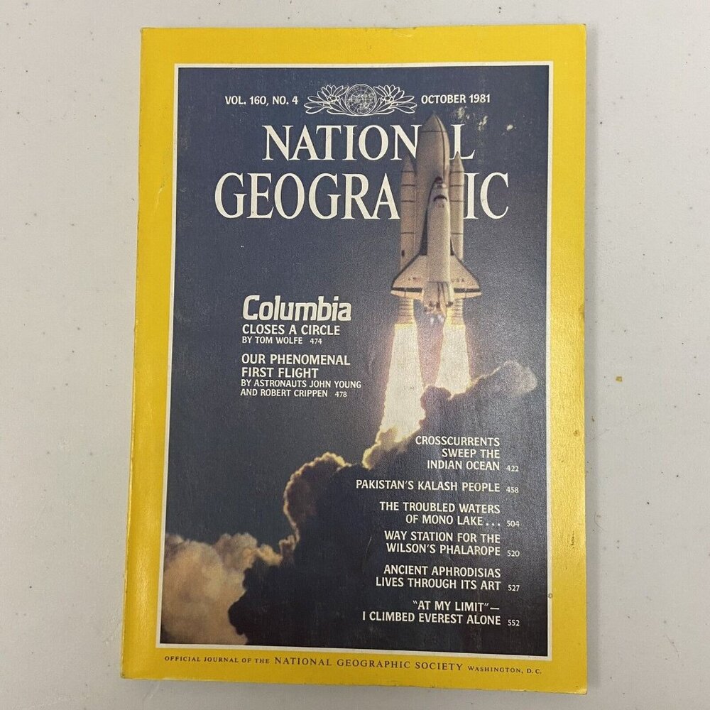 1981 National Geographic Magazine OCTOBER Columbia Space Shuttle, Indian Ocean